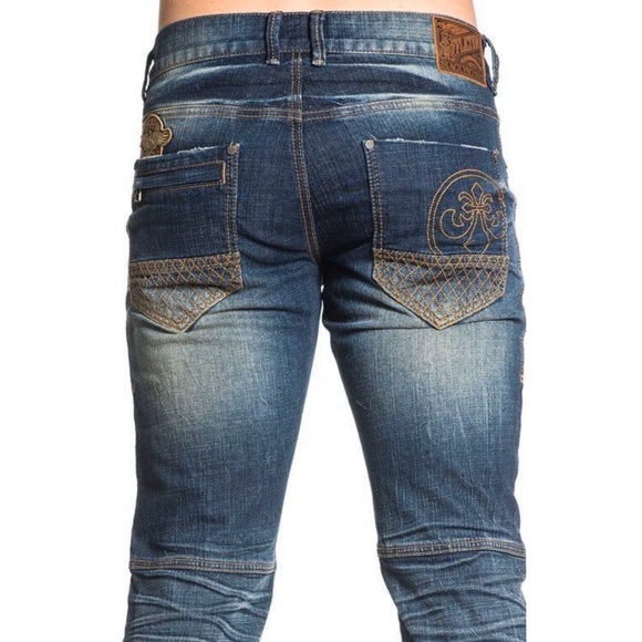 AFFLICTION Men Denim Jeans GAGE GRID MALI Embroide - Picture 8 of 9